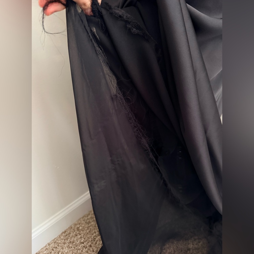 Norma Kamali One Shoulder Bias Gown Maxi Dress Draped Back Satin Black Sz M - Picture 10 of 10
